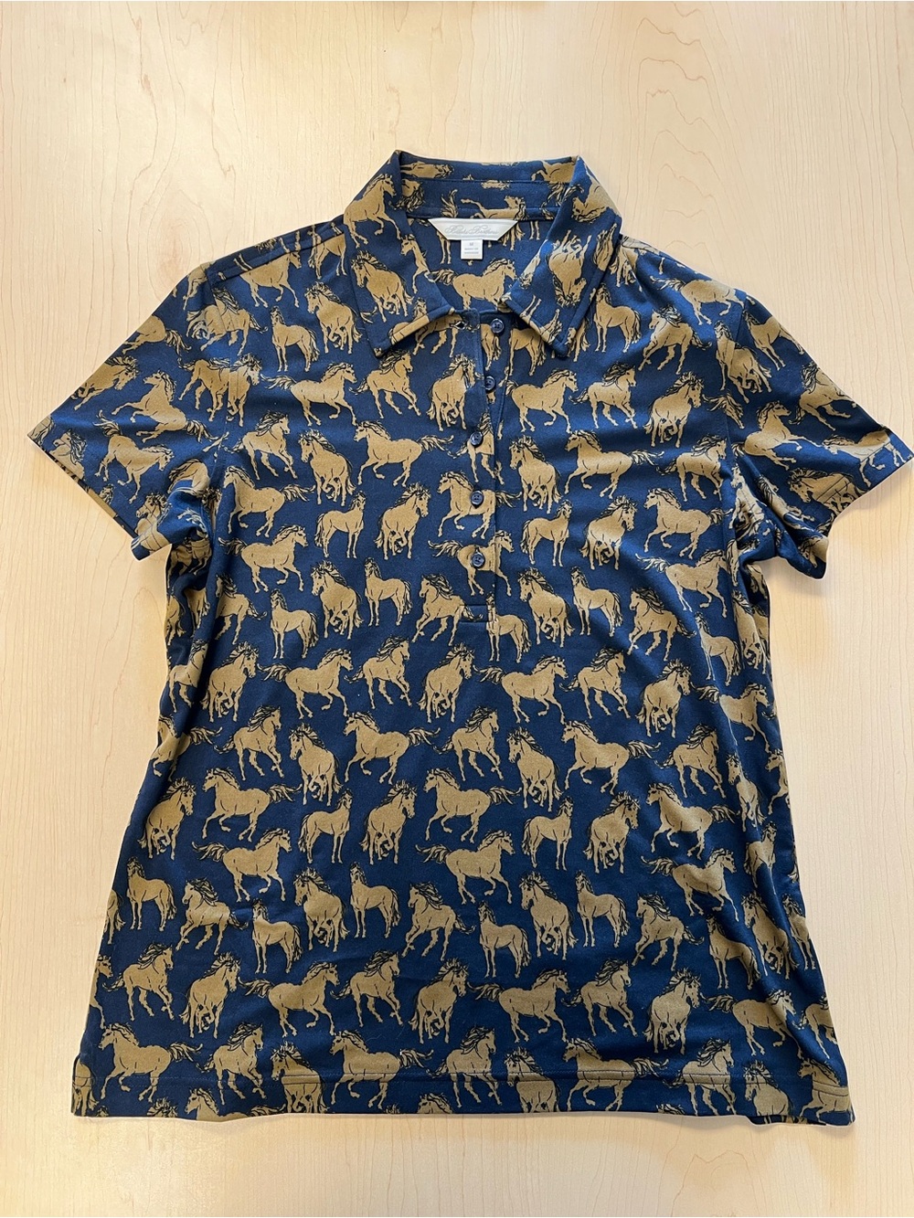 Brooks Bros Polo with Gold Horse Print